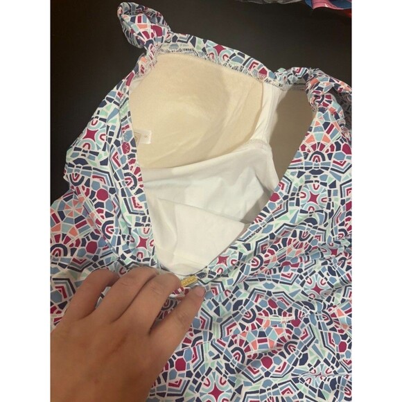 Helen Jon Halter Tankini Bikini Top Womens S RED Blue White Swimsuit - Picture 5 of 9